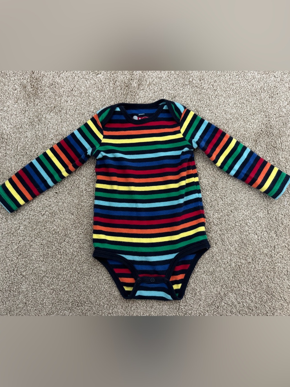 Primary Rainbow Striped Cotton Bodysuit